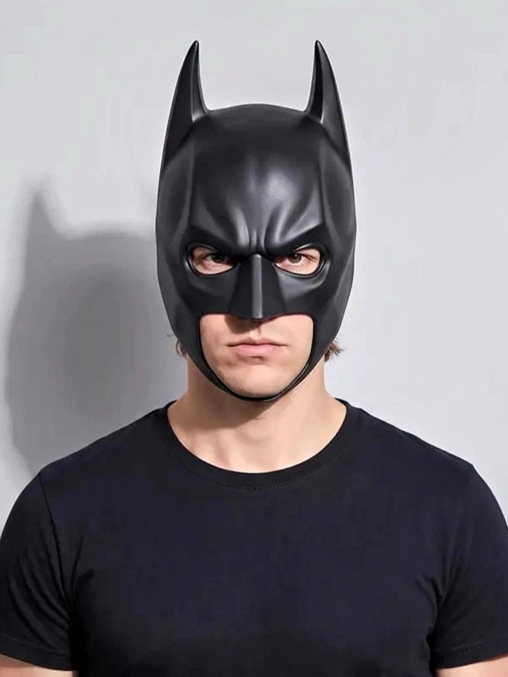 Black Latex Bat Mask | Adult Full Head Cosplay Cowl | Halloween Costume Accessor